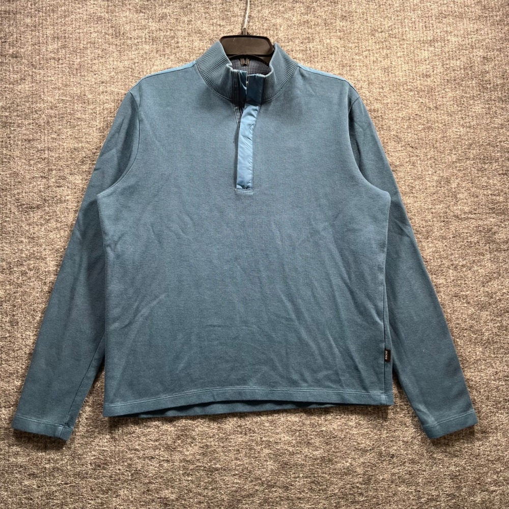 Hugo Boss Mens Regular Fit Quarter Zip Pullover Blue Teal Sweater